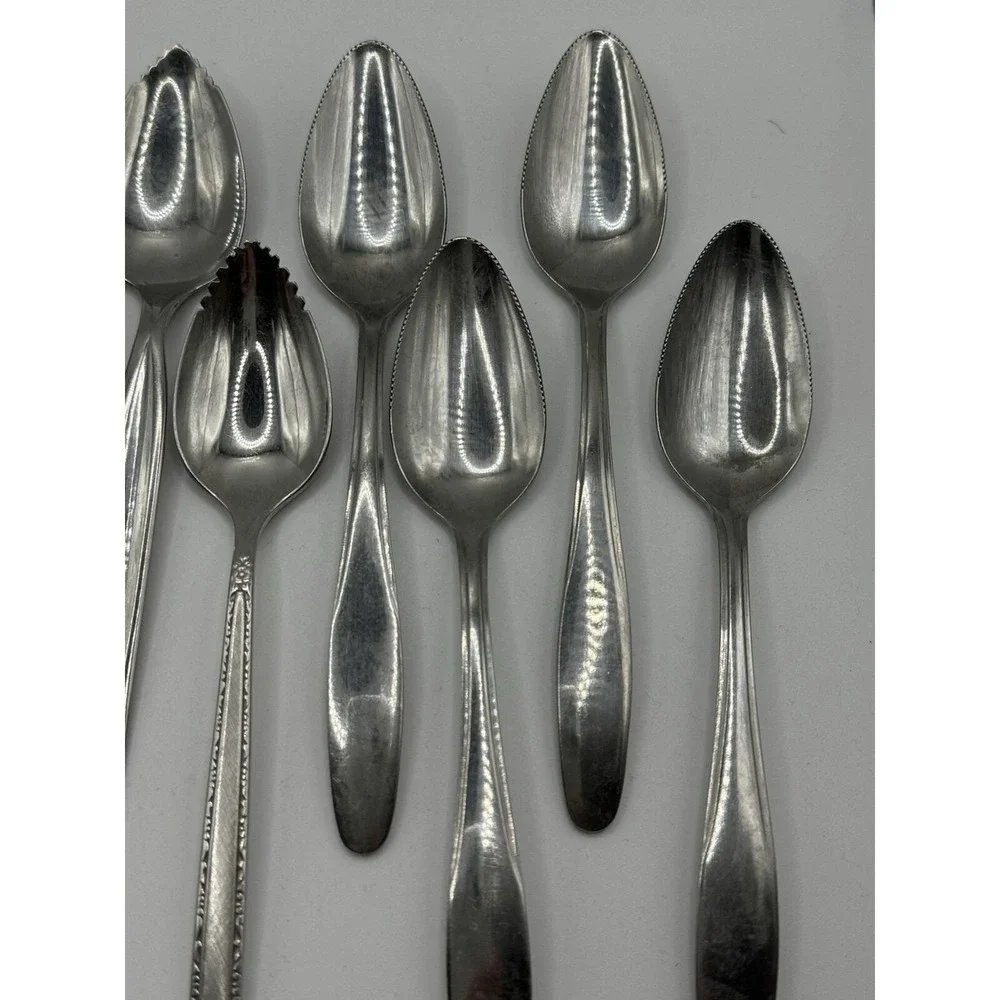 Oneida Grapefruit Spoon Serated Edge Flatware Mixed Lot‎ Of 10 WM Rogers & Other
